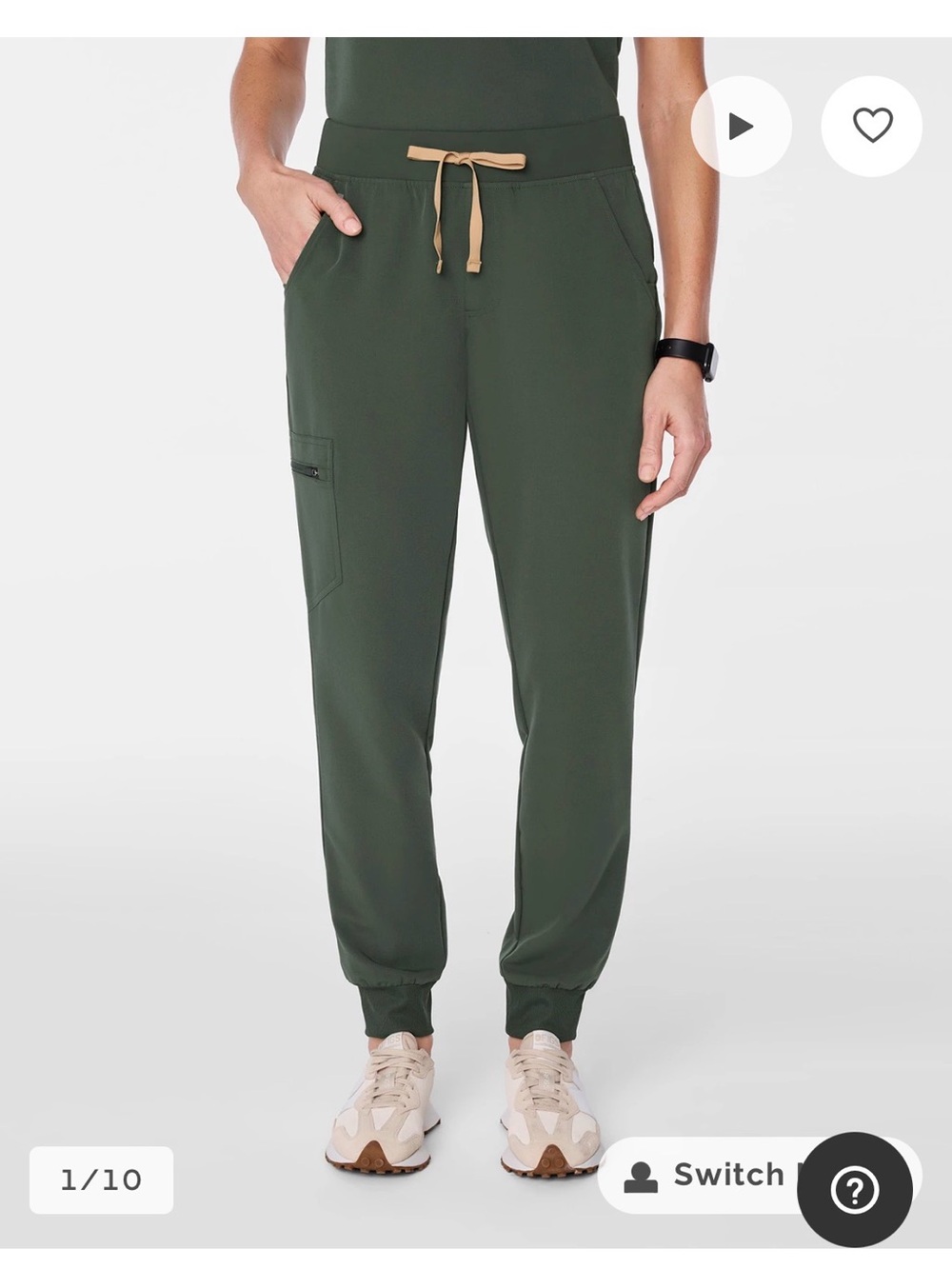 Figs Olive Green scrubs Joggers with maroon Drawstring